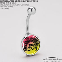 Load image into Gallery viewer, Red Haze Sunset Skull and Palms Belly Ring by Onyx O
