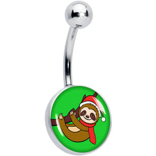 Load image into Gallery viewer, Holiday Santa Sloth Belly Ring by Onyx O
