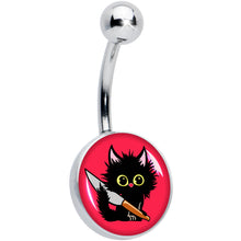 Load image into Gallery viewer, Stabby Cat Belly Ring by Onyx O
