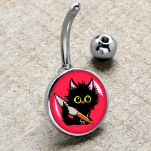 Load image into Gallery viewer, Stabby Cat Belly Ring by Onyx O
