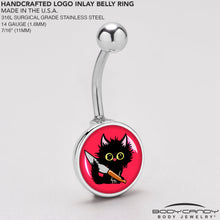 Load image into Gallery viewer, Stabby Cat Belly Ring by Onyx O
