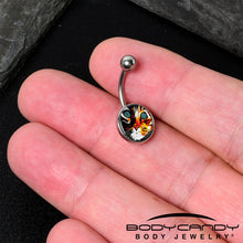 Load image into Gallery viewer, Colorful Trippy Cat Belly Ring by Onyx O
