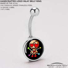 将图片加载到图库查看器，Valentine Heart Voodoo Doll Belly Ring
