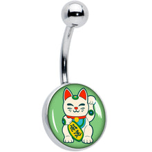Load image into Gallery viewer, Waving Cat Belly Ring by Onyx O

