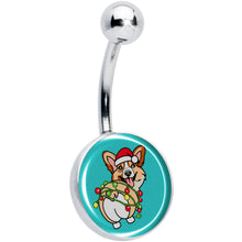 Load image into Gallery viewer, Christmas Holiday Lights Corgi Dog Belly Ring by Onyx O

