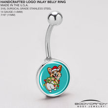 Load image into Gallery viewer, Christmas Holiday Lights Corgi Dog Belly Ring by Onyx O

