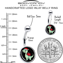 Load image into Gallery viewer, Christmas Holiday Dinosaur Belly Ring by Onyx O

