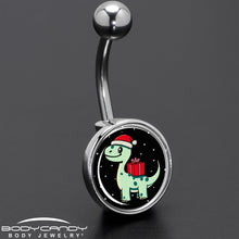 Load image into Gallery viewer, Christmas Holiday Dinosaur Belly Ring by Onyx O
