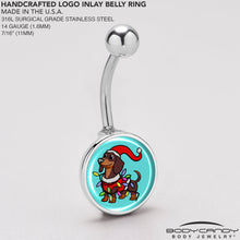Load image into Gallery viewer, Christmas Holiday Weiner Dog Belly Ring by Onyx O
