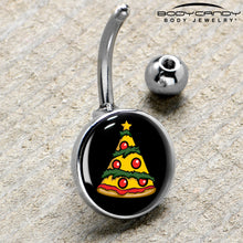 将图片加载到图库查看器，Christmas Holiday Pizza Tree Belly Ring by Onyx O
