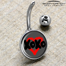 Load image into Gallery viewer, XOXO Heart Belly Ring by Onyx O
