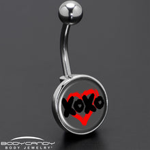Load image into Gallery viewer, XOXO Heart Belly Ring by Onyx O

