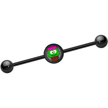 Load image into Gallery viewer, 14G Black Anodized Cupcake Frank Monster Industrial Bar 37mm
