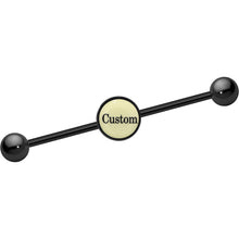Load image into Gallery viewer, Custom Glow in the Dark Personalized Industrial Barbell in Black Titanium
