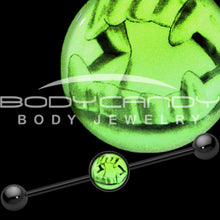 将图片加载到图库查看器，14G Black Glow in the Dark Fearsome Fangs Industrial Barbell 37mm
