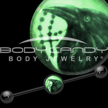Load image into Gallery viewer, 14G Black Glow in the Dark Raven Cross Industrial Barbell 37mm
