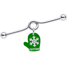 Load image into Gallery viewer, Custom Holiday Mitten Personalized Industrial Barbell
