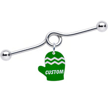 Load image into Gallery viewer, Custom Holiday Mitten Personalized Industrial Barbell
