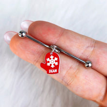 Load image into Gallery viewer, Custom Holiday Mitten Personalized Industrial Barbell

