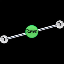 Load image into Gallery viewer, Custom Glow in the Dark Personalized Name Industrial Barbell
