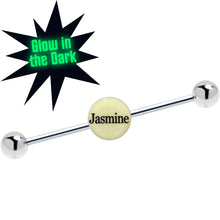 Load image into Gallery viewer, Custom Glow in the Dark Personalized Name Industrial Barbell
