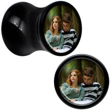 Load image into Gallery viewer, Black Acrylic Custom Photo Saddle Plug - buy 2 for a pair
