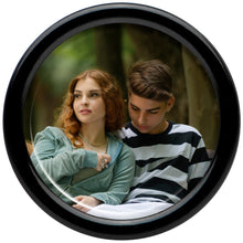 Load image into Gallery viewer, Black Acrylic Custom Photo Saddle Plug - buy 2 for a pair
