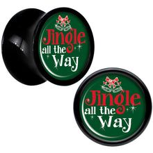 Load image into Gallery viewer, Green Jingle All the Way Black Acrylic Saddle Plug Set Sizes 8mm to 20mm

