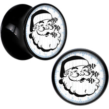 Load image into Gallery viewer, Christmas Retro Santa Ho Ho Ho Black Acrylic Saddle Plug Set Sizes 5mm to 20mm

