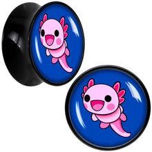 Load image into Gallery viewer, Adorable Axolotl Black Acrylic Saddle Plug Set by Onyx O
