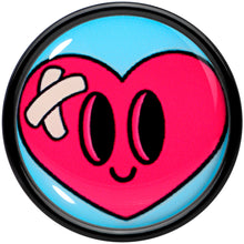 Load image into Gallery viewer, Black Acrylic Heartbreak Bandaged Heart Double Flare Plug Set by Onyx O
