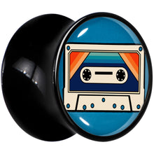 Load image into Gallery viewer, Black Acrylic Retro Cassette Double Flare Plug Set by Onyx O
