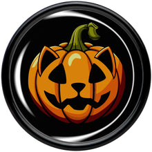 Load image into Gallery viewer, Orange Pumpkin Cat Jack-O-Lantern Black Acrylic Saddle Plug Set by Onyx O
