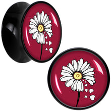 Load image into Gallery viewer, Love Me Not Flower Black Acrylic Saddle Plug Set by Onyx O
