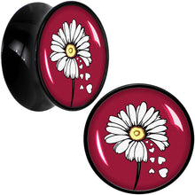 Load image into Gallery viewer, Love Me Not Flower Black Acrylic Saddle Plug Set by Onyx O
