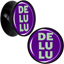 Load image into Gallery viewer, Word DELULU Black Acrylic Saddle Plug Set by Onyx O
