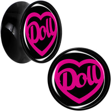 Load image into Gallery viewer, Hollow Heart Doll Word Black Acrylic Saddle Plug Set by Onyx O

