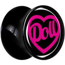 Load image into Gallery viewer, Hollow Heart Doll Word Black Acrylic Saddle Plug Set by Onyx O
