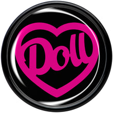 Load image into Gallery viewer, Hollow Heart Doll Word Black Acrylic Saddle Plug Set by Onyx O
