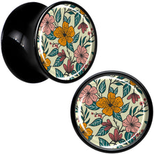 Load image into Gallery viewer, Blossom Creation Wildflower Flowers Black Acrylic Saddle Plug Set by Onyx O
