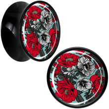 Load image into Gallery viewer, Blossom Creation Vibrant Bloom of Flowers Black Acrylic Saddle Plug Set by Onyx O
