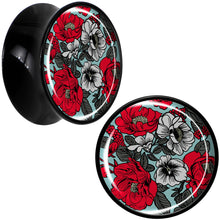 Load image into Gallery viewer, Blossom Creation Vibrant Bloom of Flowers Black Acrylic Saddle Plug Set by Onyx O
