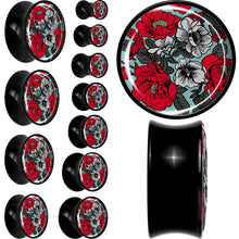 Load image into Gallery viewer, Blossom Creation Vibrant Bloom of Flowers Black Acrylic Saddle Plug Set by Onyx O
