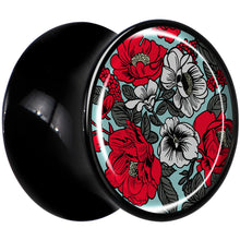Load image into Gallery viewer, Blossom Creation Vibrant Bloom of Flowers Black Acrylic Saddle Plug Set by Onyx O
