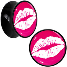 将图片加载到图库查看器，Black Acrylic Red Hot Lips Double Flare Plug Set by Onyx O
