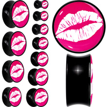 将图片加载到图库查看器，Black Acrylic Red Hot Lips Double Flare Plug Set by Onyx O
