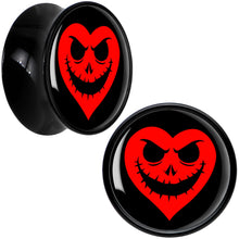 Load image into Gallery viewer, Valentine Jack O Heart Black Acrylic Saddle Plug Set by Onyx O
