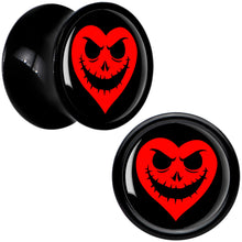 Load image into Gallery viewer, Valentine Jack O Heart Black Acrylic Saddle Plug Set by Onyx O

