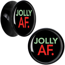 Load image into Gallery viewer, Jolly AF Festive Holiday Christmas Acrylic Saddle Plug Set by Onyx O
