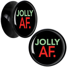 Load image into Gallery viewer, Jolly AF Festive Holiday Christmas Acrylic Saddle Plug Set by Onyx O
